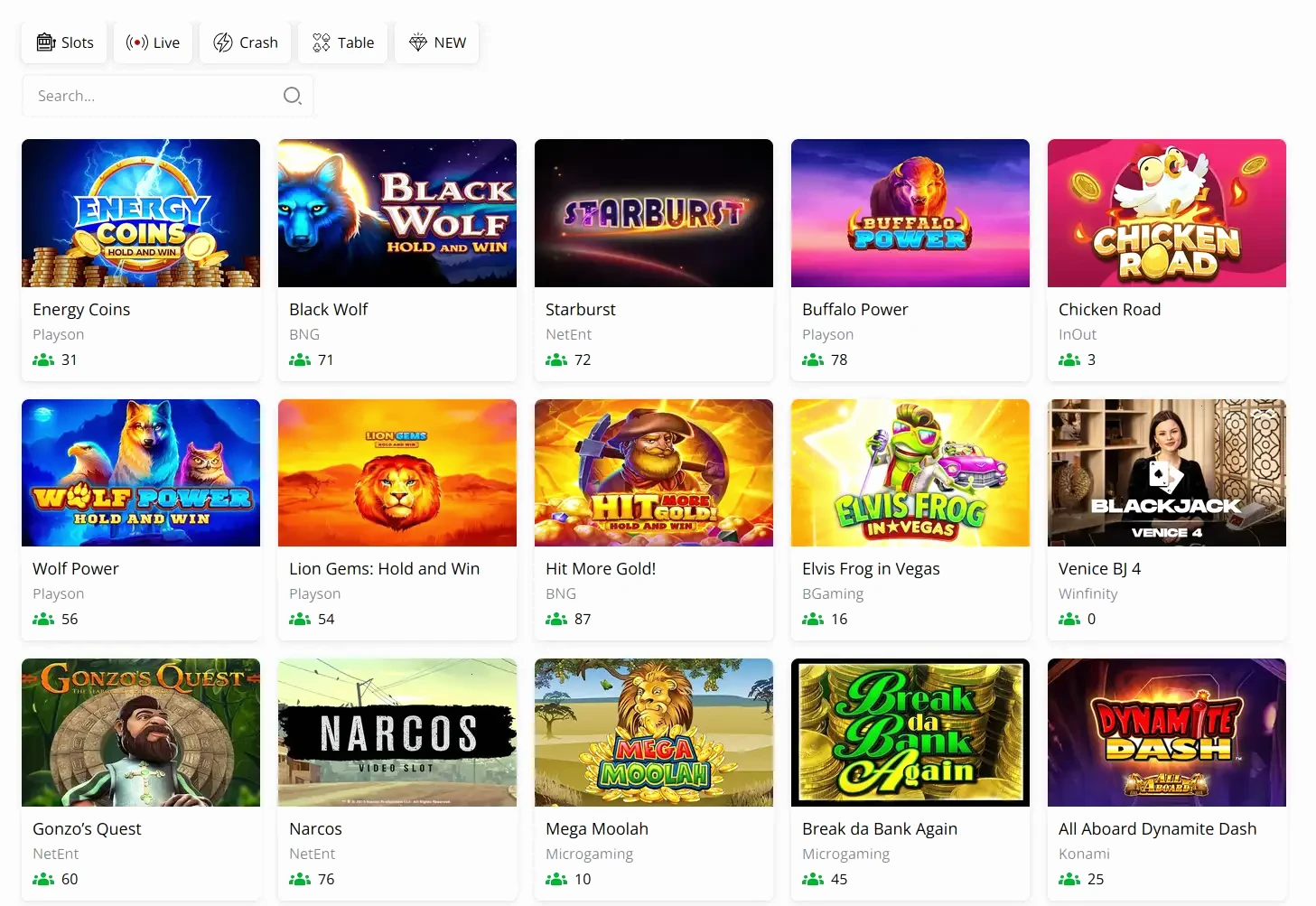 Interface d'accès rapide Vincispin casino avec navigation mobile