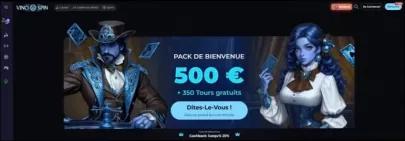 Vincispin casino jusqu'à 500 € + 350 tours gratuits